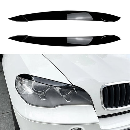 Headlight Eyelid Trim Cover Gloss Black for BMW X5 E70 (2008–2013)