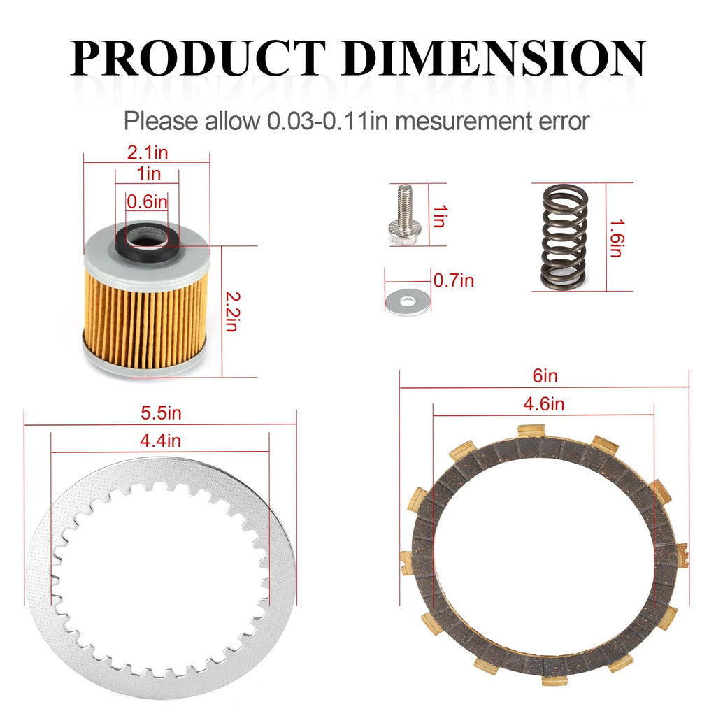 Clutch Friction Steel Plate Kit for Yamaha V Star 650 (XVS650, XVS650A, XVS650AT)