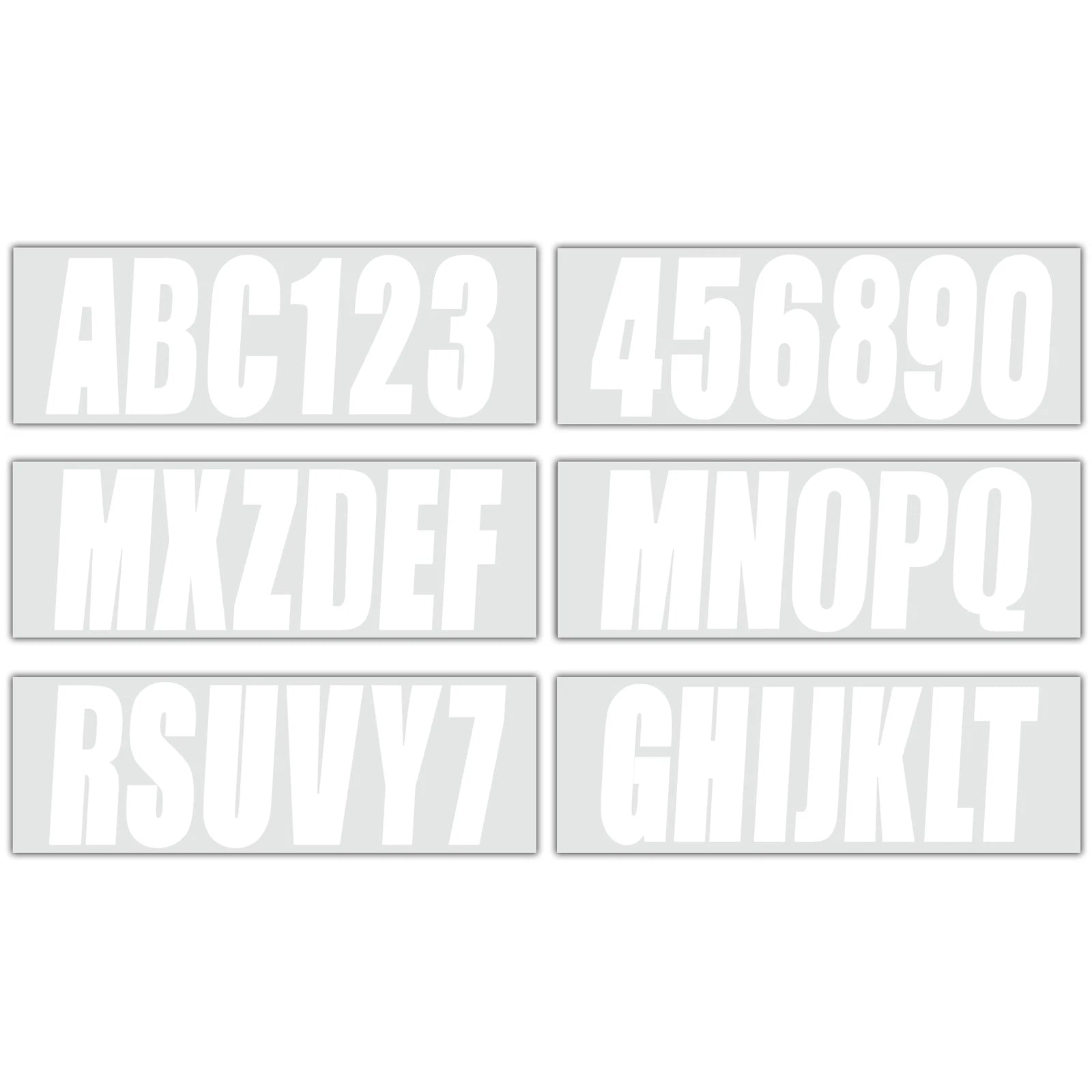 Boat Registration Decals A-Z Letters & 0-9 Numbers (White)