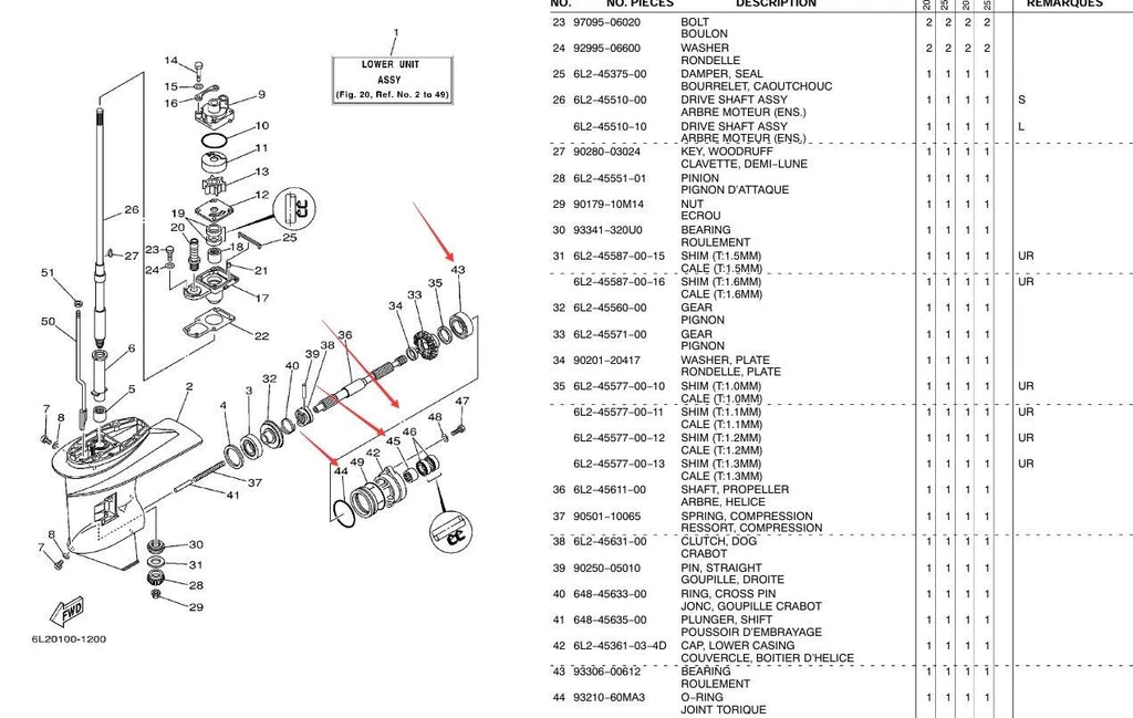 Housing Repair Kit for Yamaha 2T 20HP 25HP Outboard (6L2-45361-03-4D, 93306-00612)