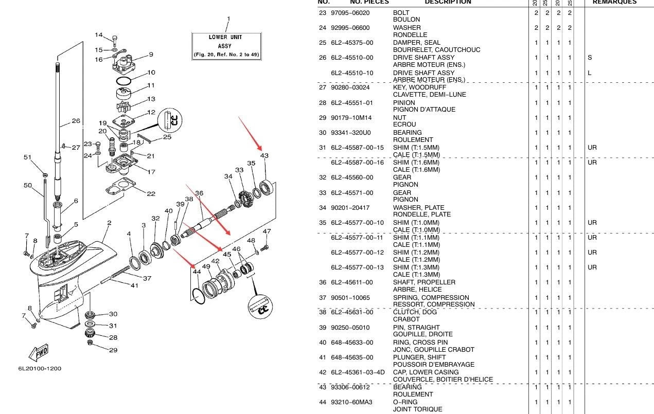 Housing Repair Kit for Yamaha 2T 20HP 25HP Outboard (6L2-45361-03-4D, 93306-00612)