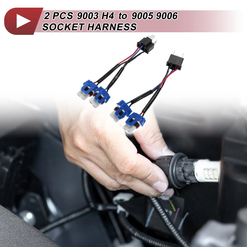 2X 9003 H4 Headlight Bulb Socket Holder Wiring Connector for