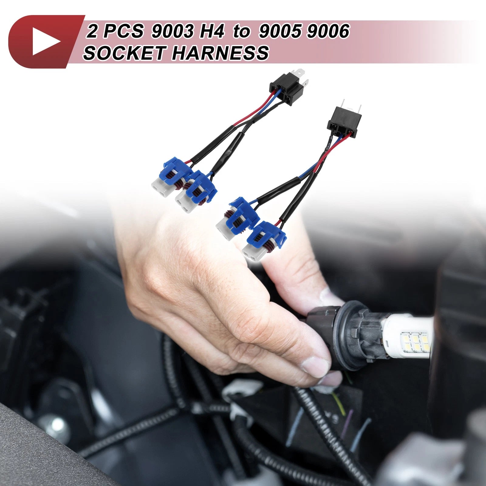 2X 9003 H4 Headlight Bulb Socket Holder Wiring Connector for
