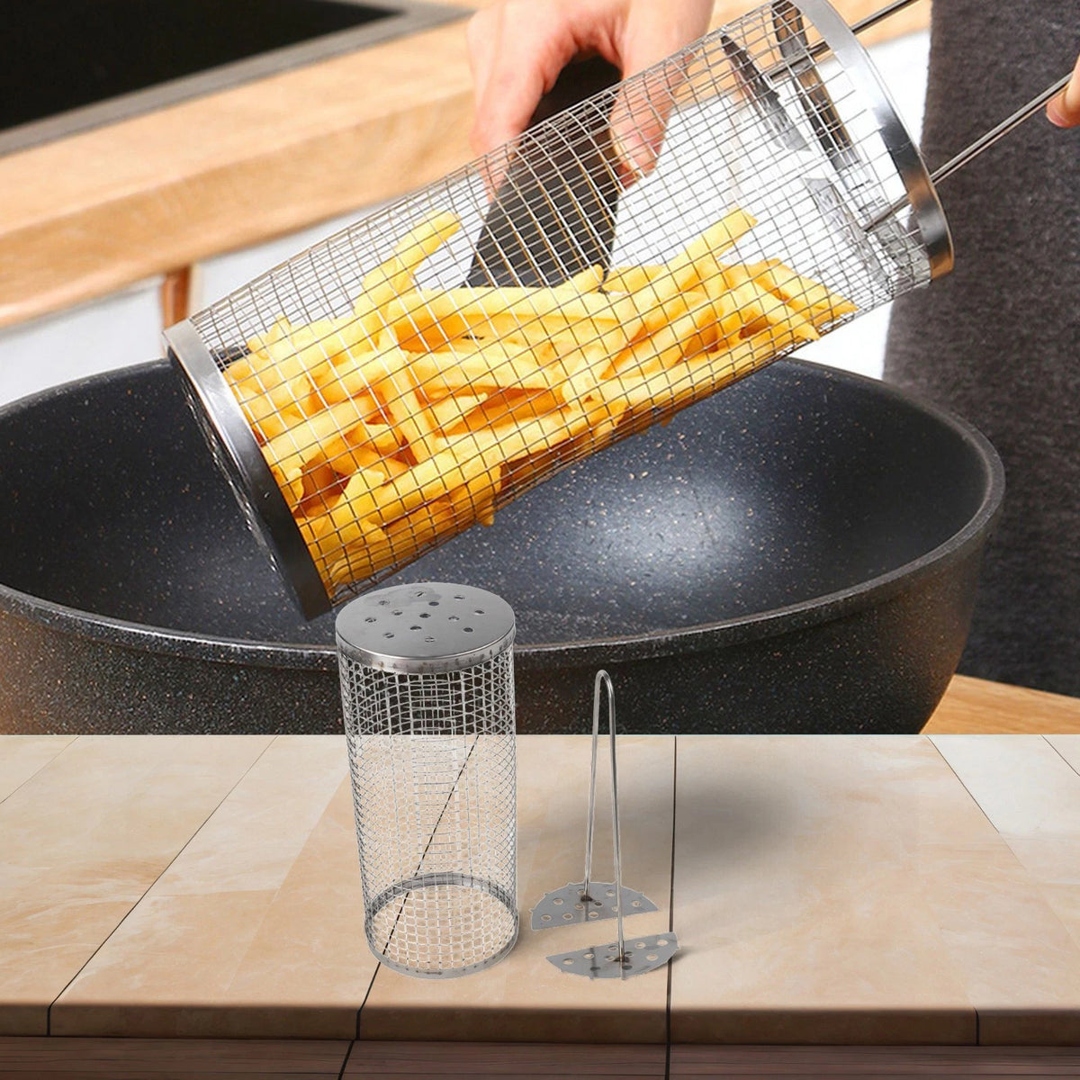 Rolling Vegetable Basket for Compact Storage (360-Degree Rotating Design)