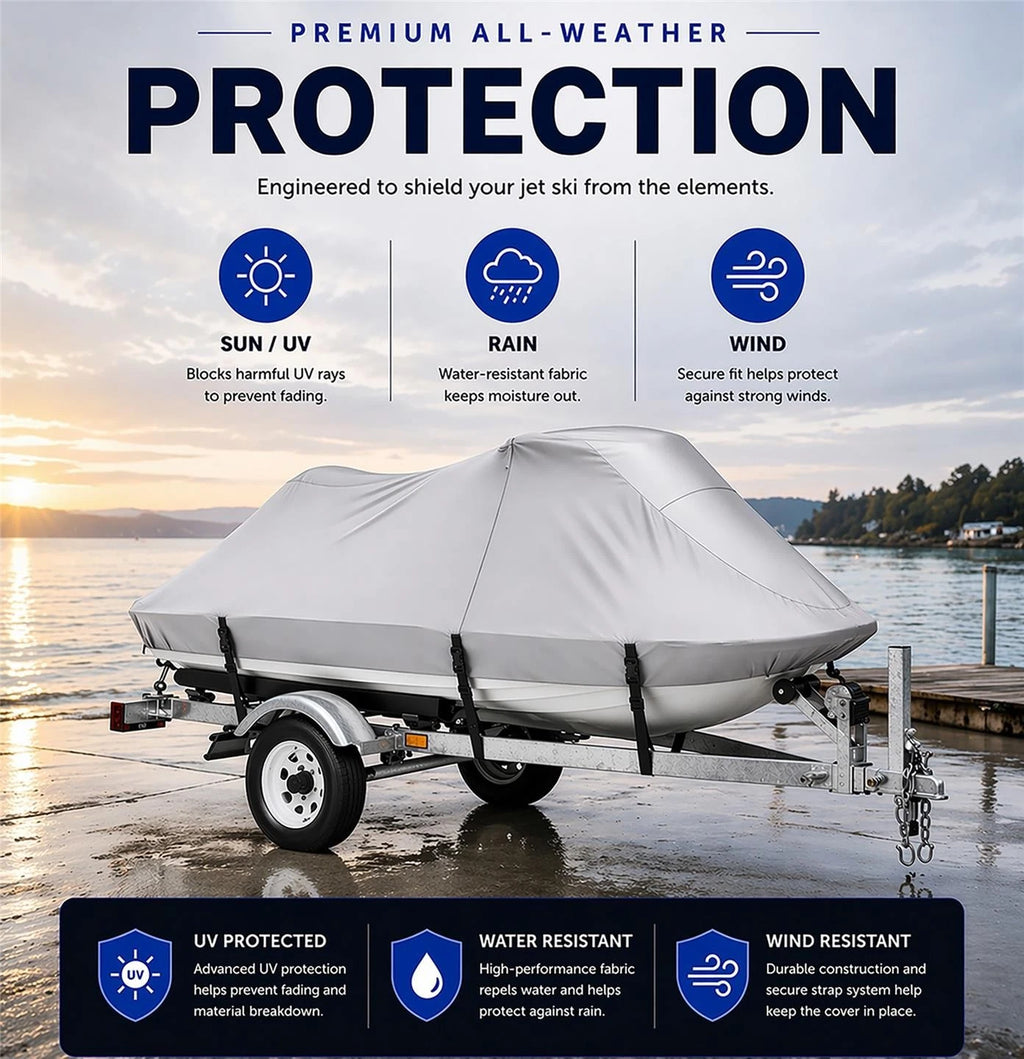 Jet Ski Cover for Bombardier Sea Doo GTI (1996) - 420D UV Reflective Towable