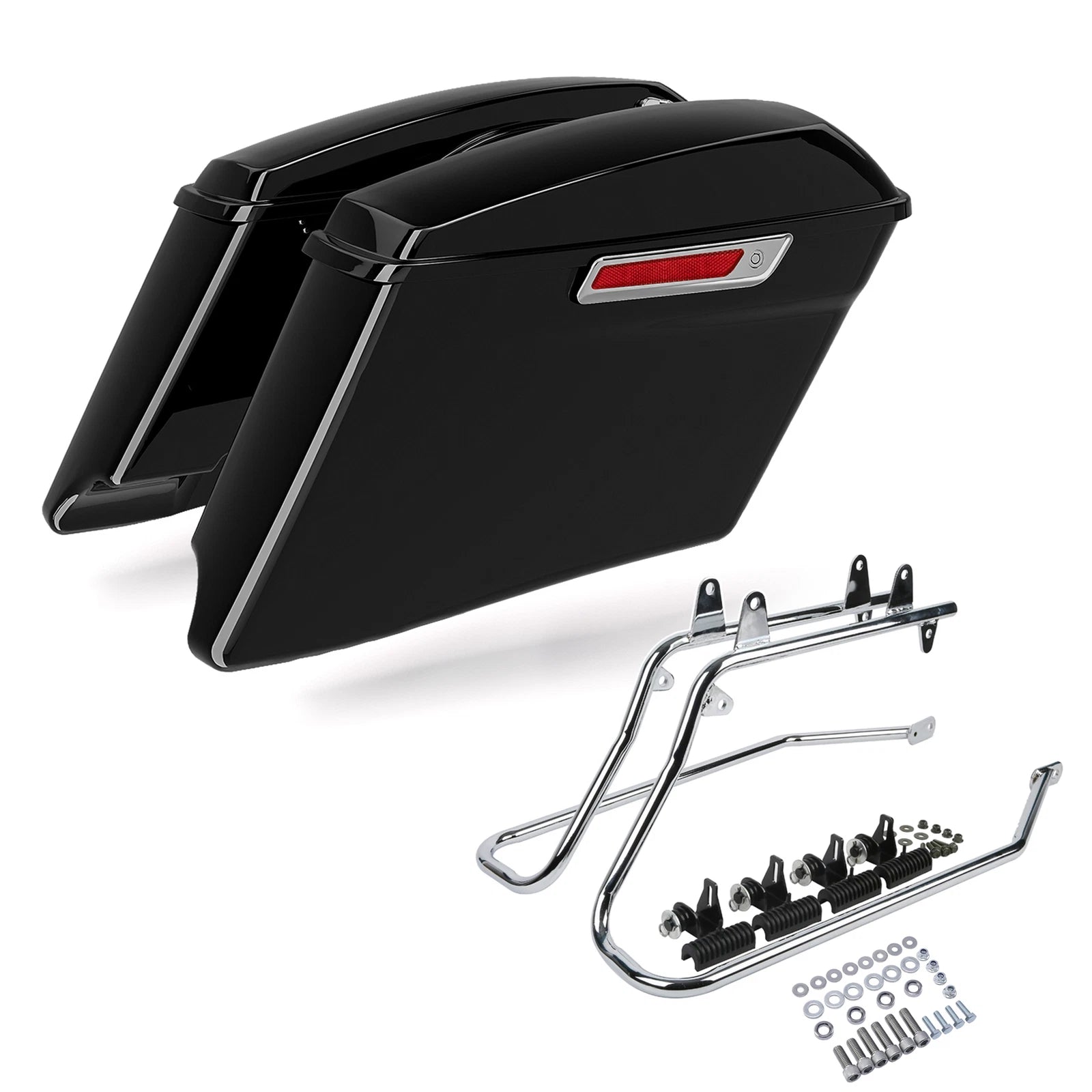 4" Stretched Hard Saddlebags & Conversion Brackets for Harley Softail (1984–2017)