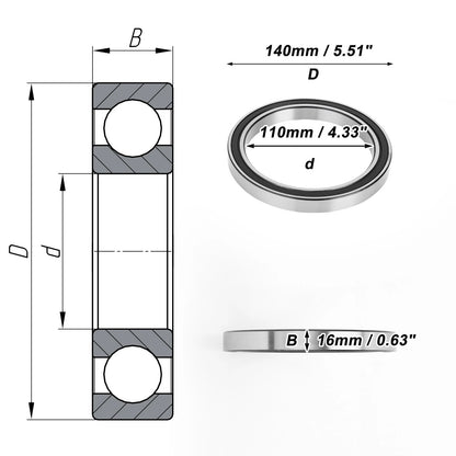Deep Groove Ball Bearing 110x140x16mm for Scooter Skateboard (1 Pc)