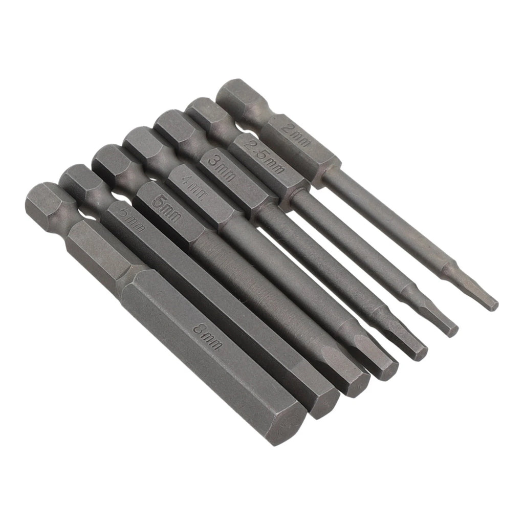 7pcs Hexagon Socket Screwdriver Bit Set for Electric Tools (65mm)