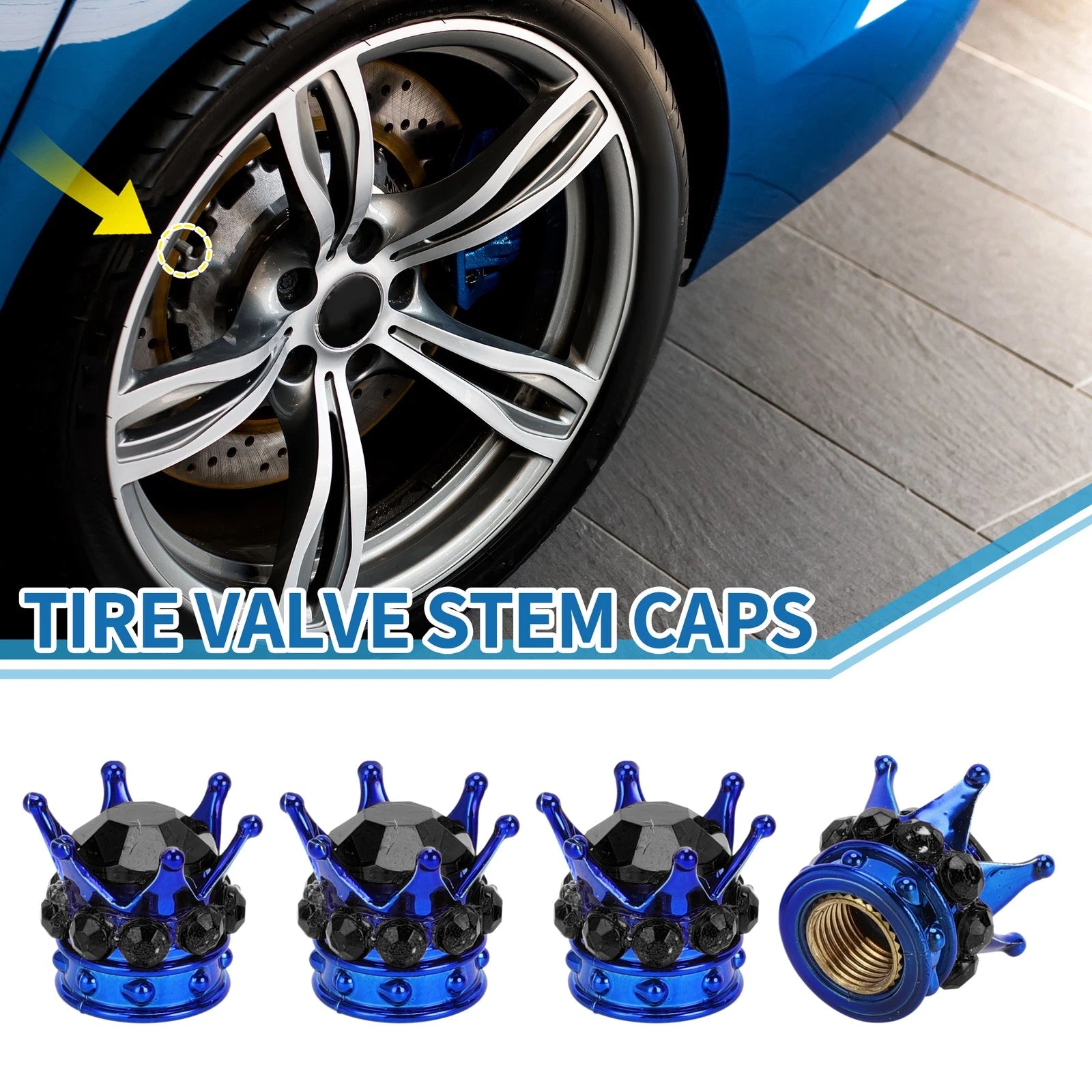 Tire Valve Stem Caps Replacement Set for Car SUV Bike RV (4 Pack)