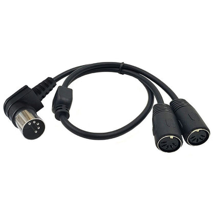 5 Pin MIDI DIN Male Right Angle Plug to 2 Female Socket Y Splitter Adapter