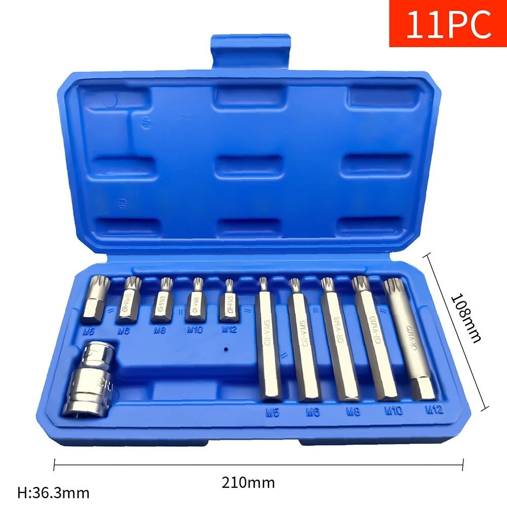 11pcs Impact Socket Set M Type with Socket Adapter for Automotive Use