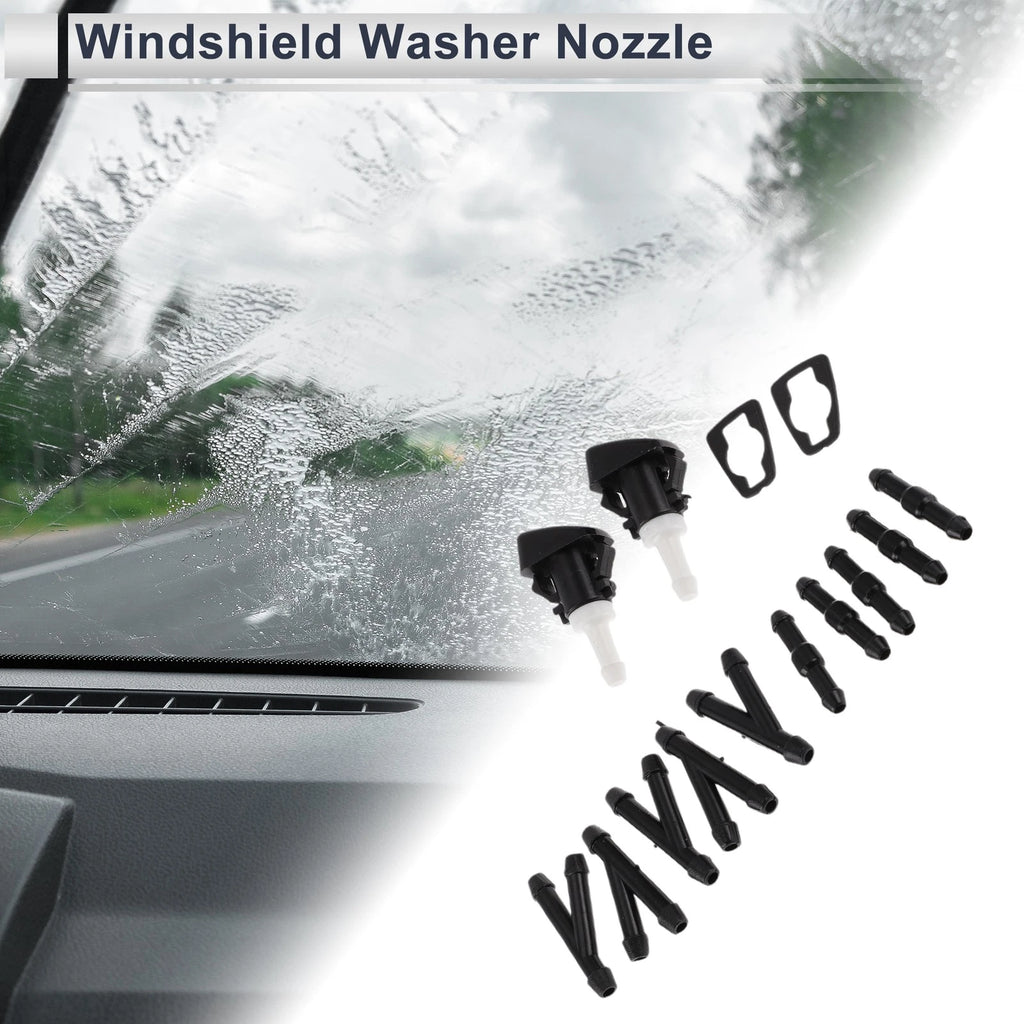 Windshield Washer Nozzle Replacement with 5 Y Hose Connector for Dodge Black (2011–2020)