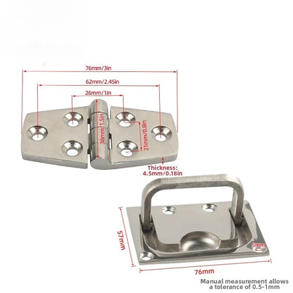 Stainless Steel Boat Hinge Kit for Cabinet Doors (4.5mm Thick)