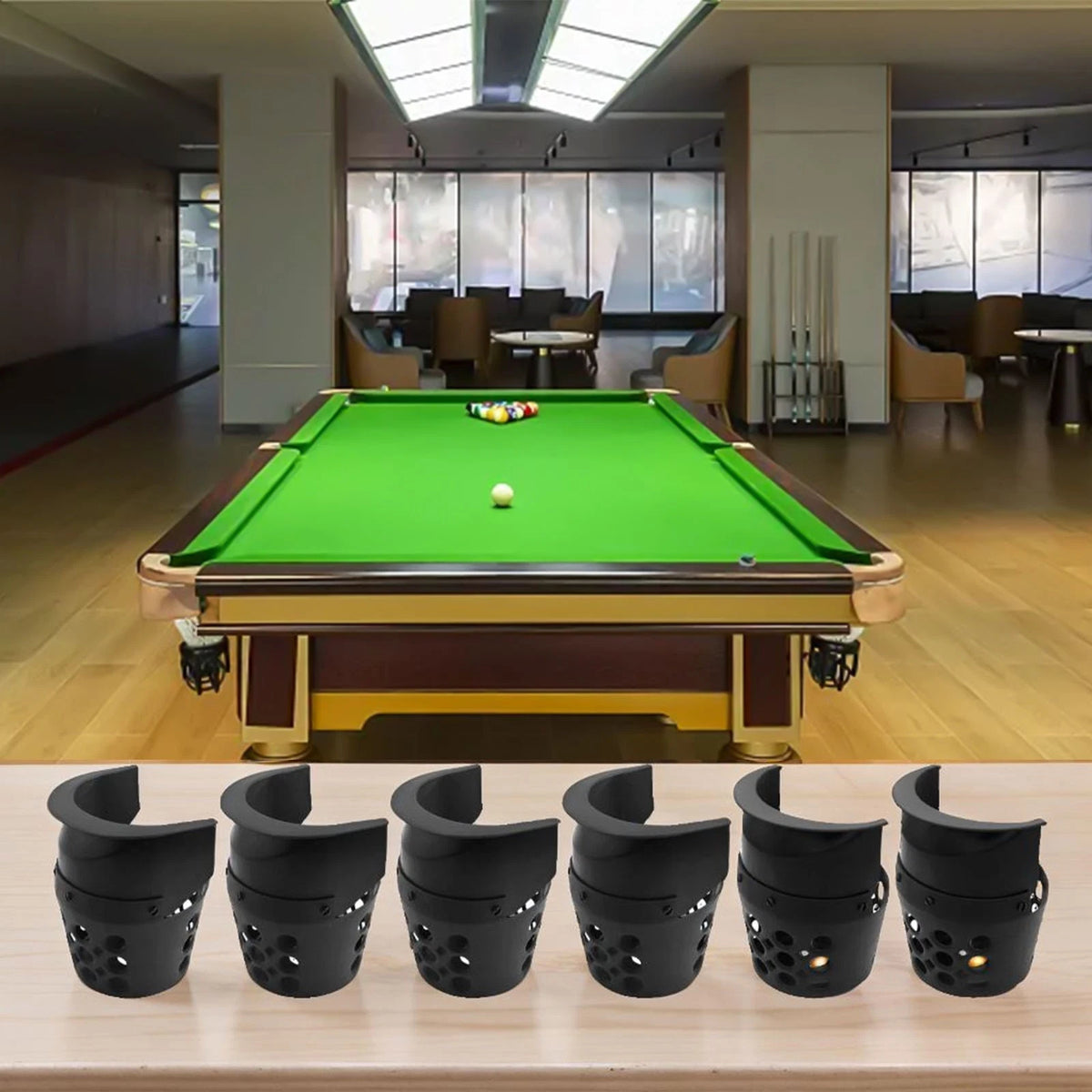 Set of 4 Black Plastic Pool Table Pockets for Easy Installation