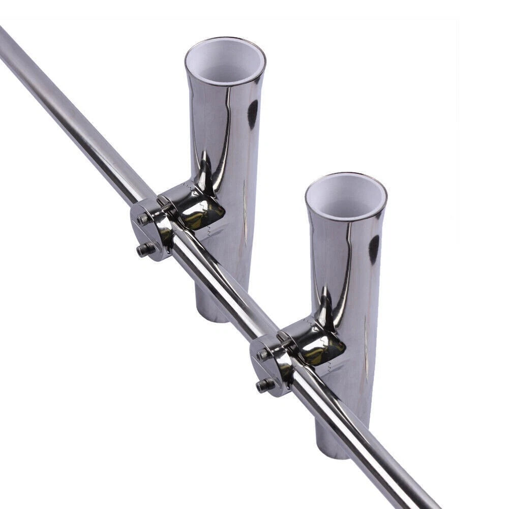 2X Boat Fishing Rod Holder Clamp for Rail Mount (7/8"-1") Marine Stainless Steel