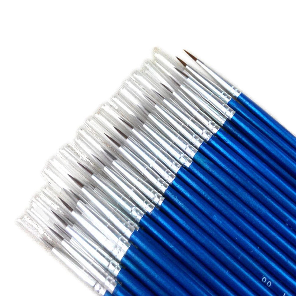 10Pcs Nylon Hair Round Pointed Tip Paint Brushes for Artists