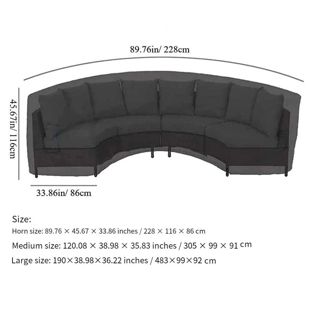 Heavy Duty Outdoor Patio Sofa Cover Waterproof Protector for Curved Sectional