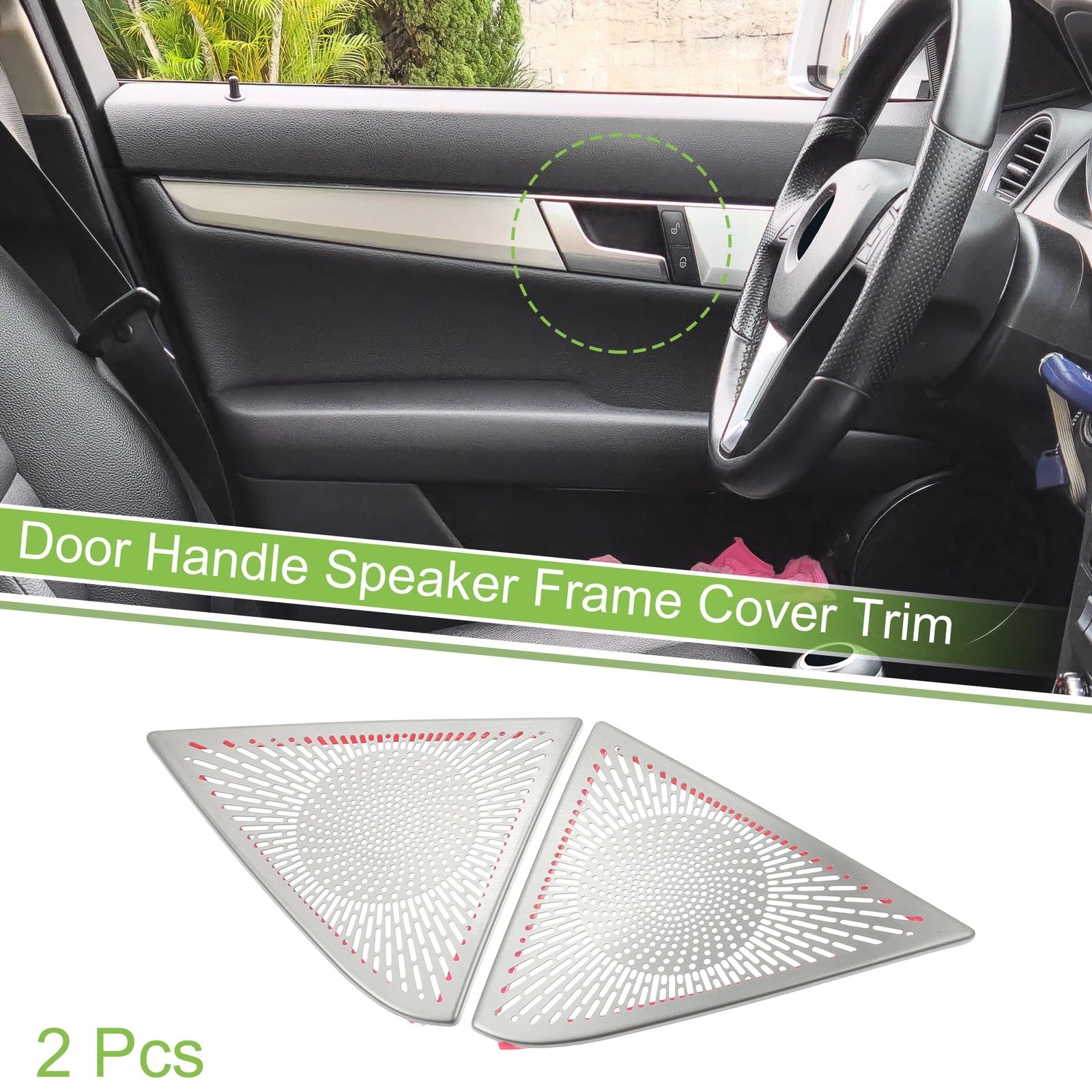 Inner Door Handle Speaker Frame Cover Trim for Mercedes C Class W204 (2PC) (2007–2015)
