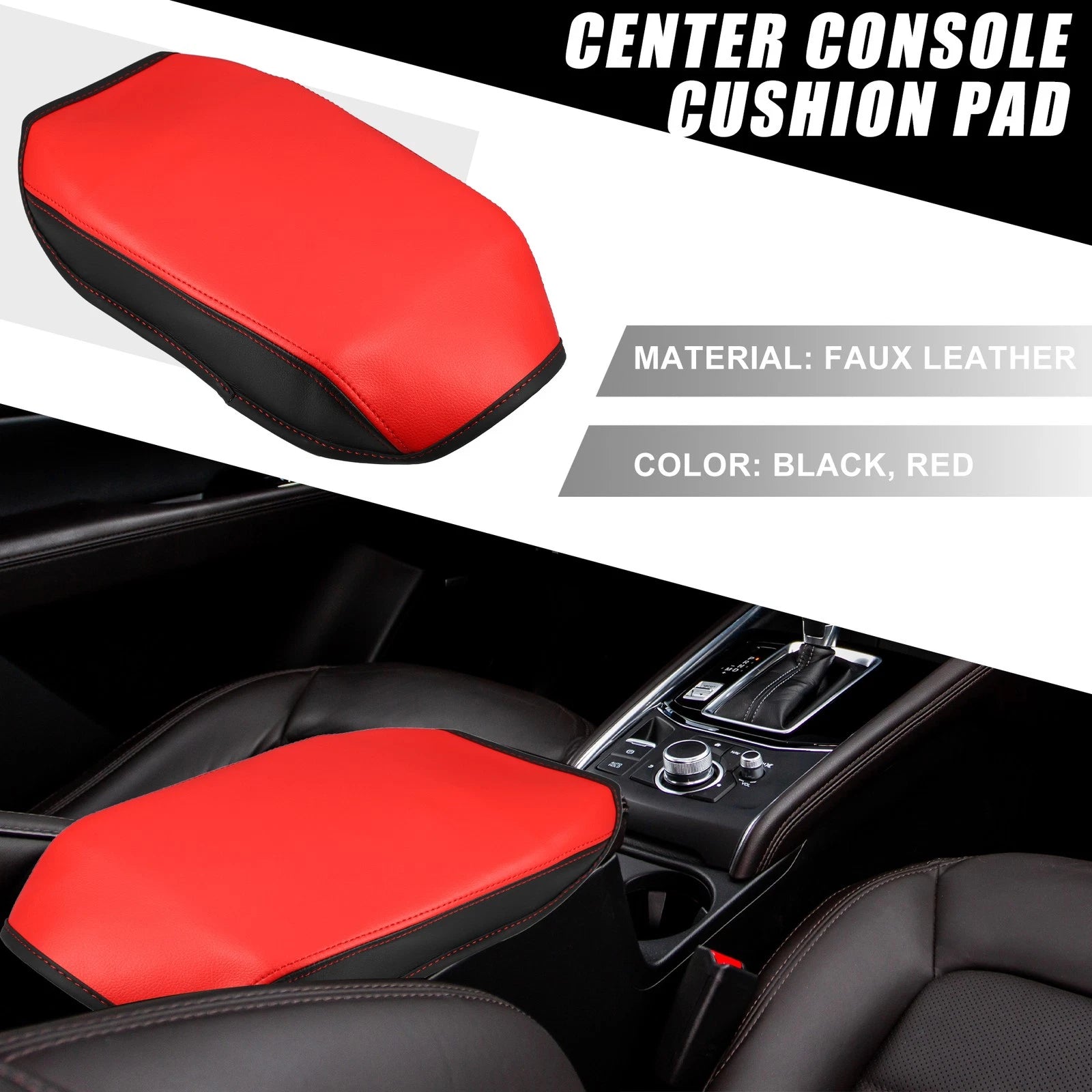 Center Console Armrest Seat Box Cover for Mazda CX5 (2017–2023) Black Red