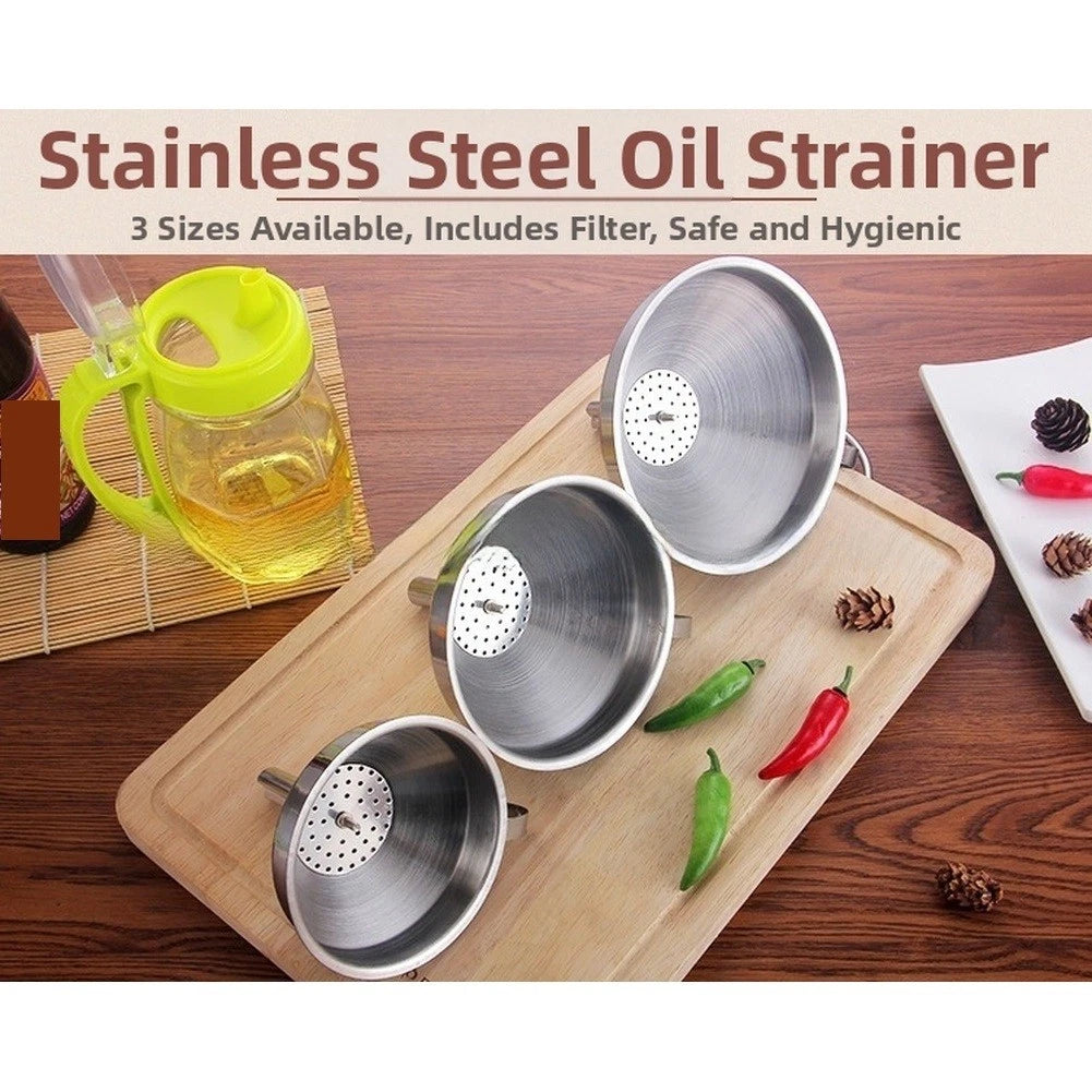 Stainless Steel Funnel with Detachable Filter for Kitchen Use