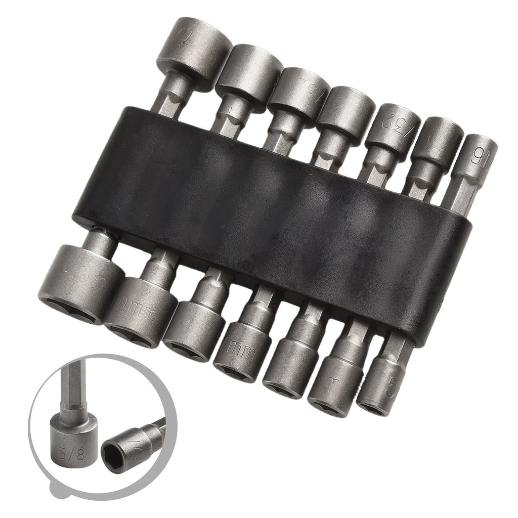 Set of 9 Hexagonal Handle Socket Bits for Various Applications