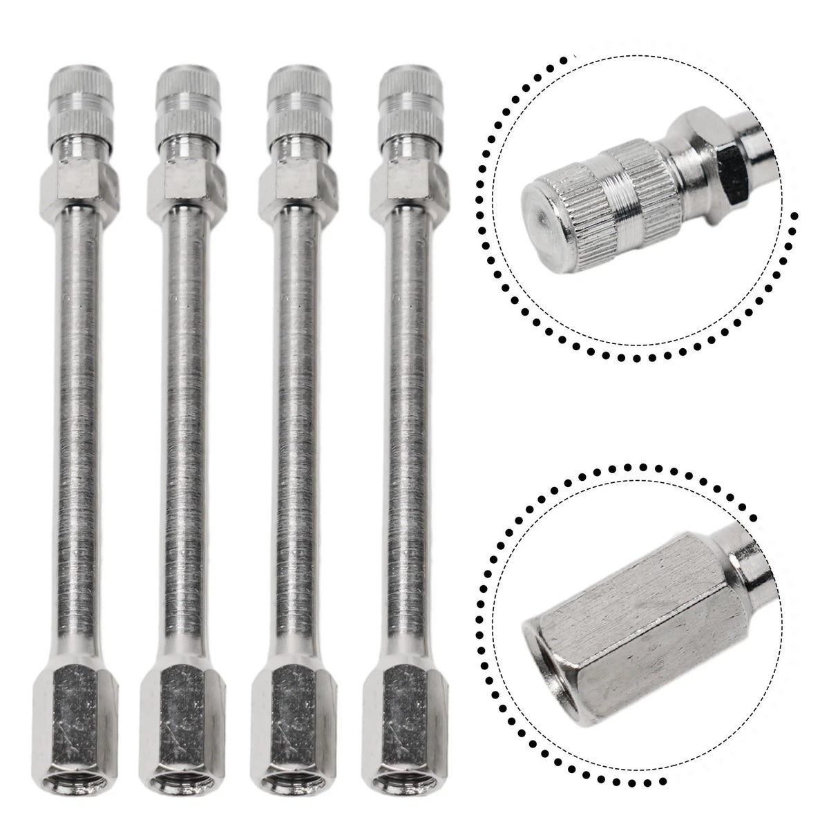 Set of 4 Tyre Valve Extension Rods for Auto Truck