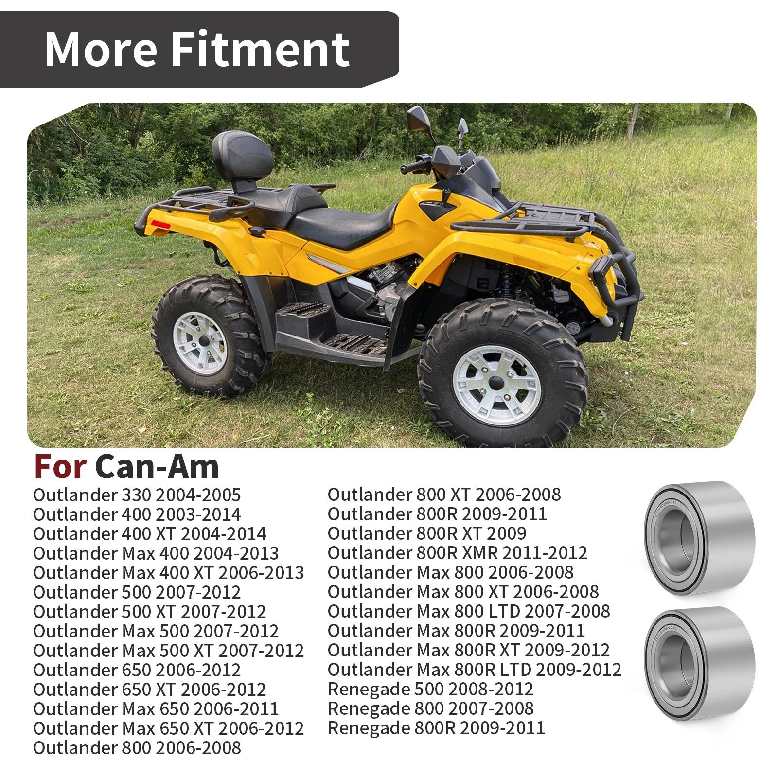 2Pcs Trailing Arm Bearing 293350037 for Can-Am Outlander 500 Max (2007–2012)