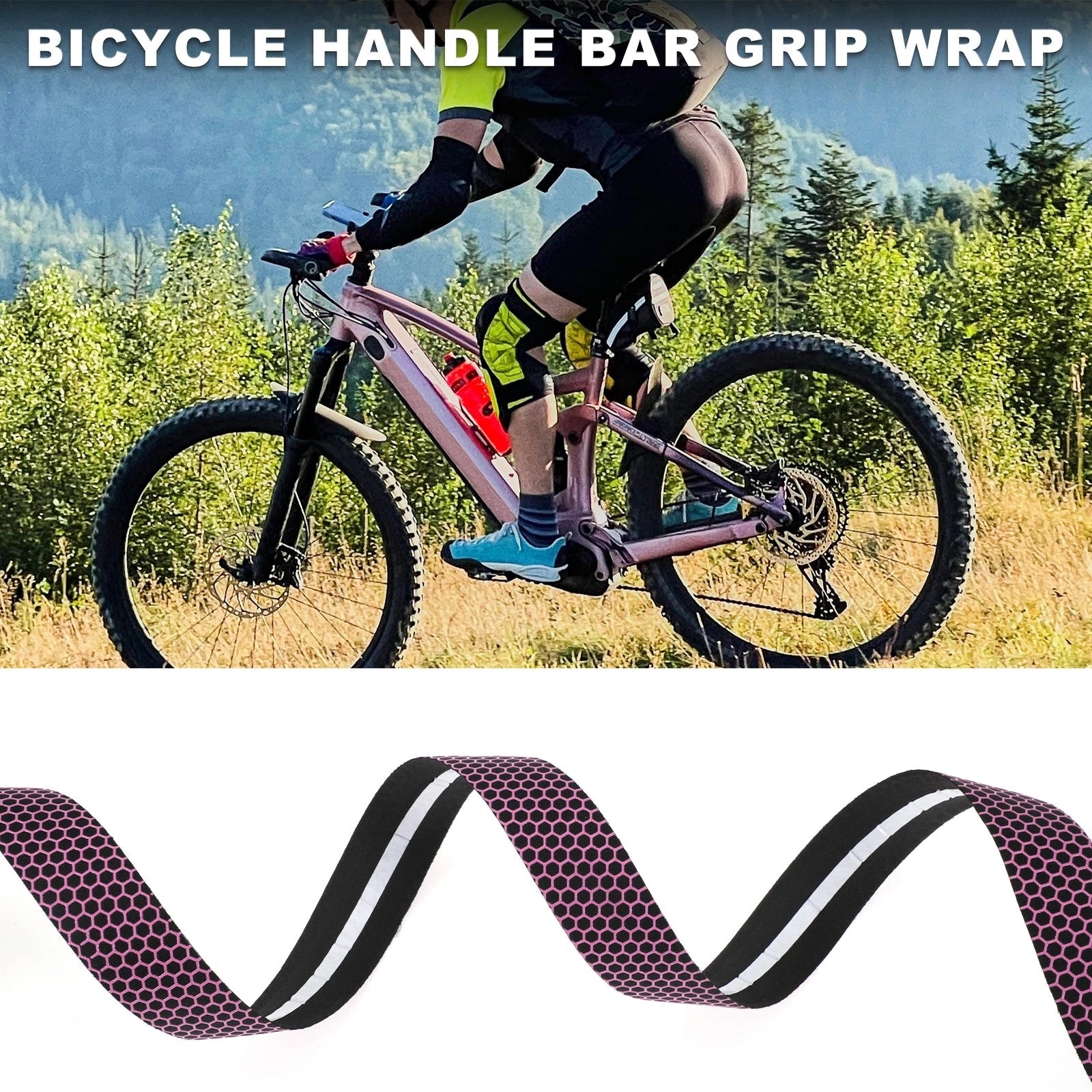 Handlebar Grip Tape Plaid Pattern Replacement for Bike Bicycle (Pink)