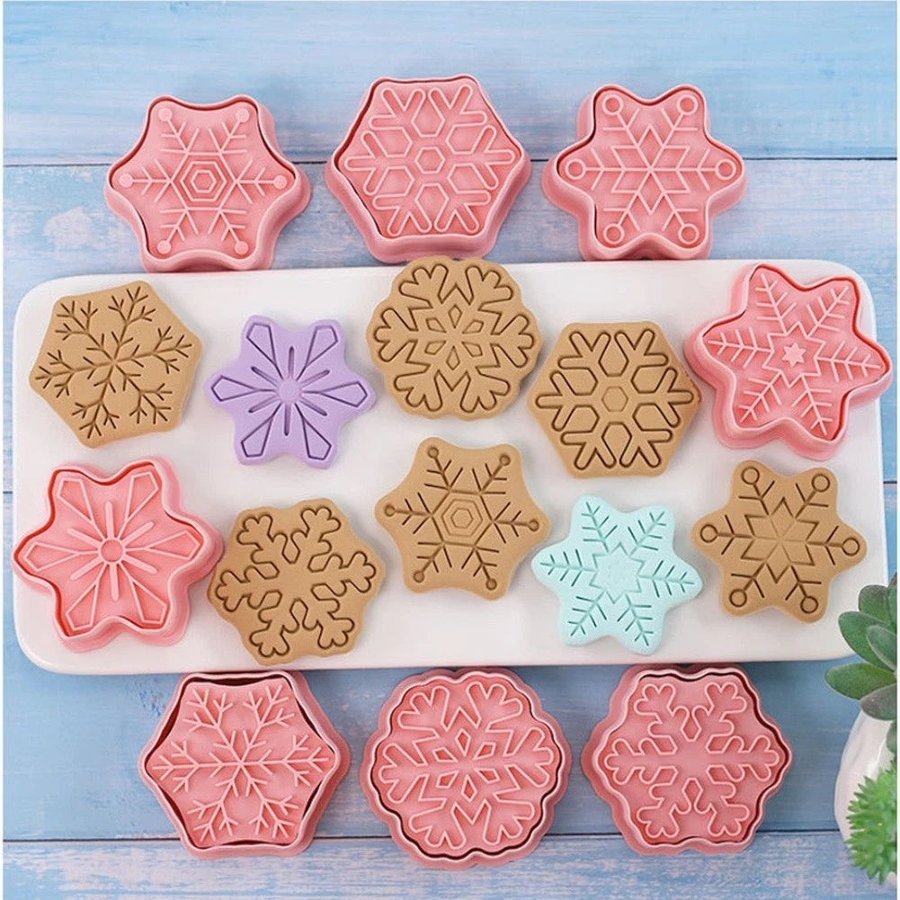 8 Piece Snowflake Cookie Molds Baking Cutters for Holiday Baking