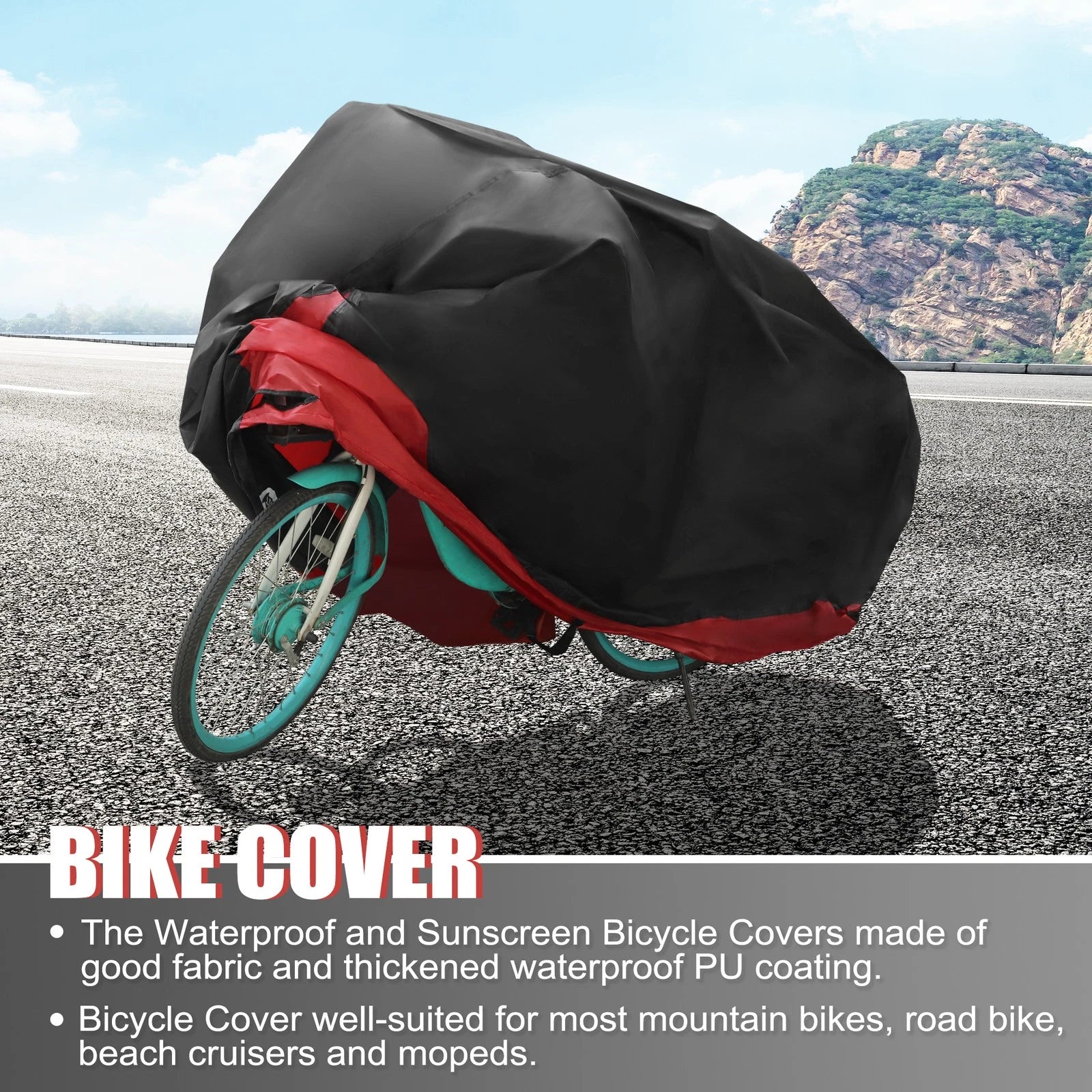 Waterproof Bike Cover for 1 Bicycle Red Rain Sun Dust Protector (Bicycle)