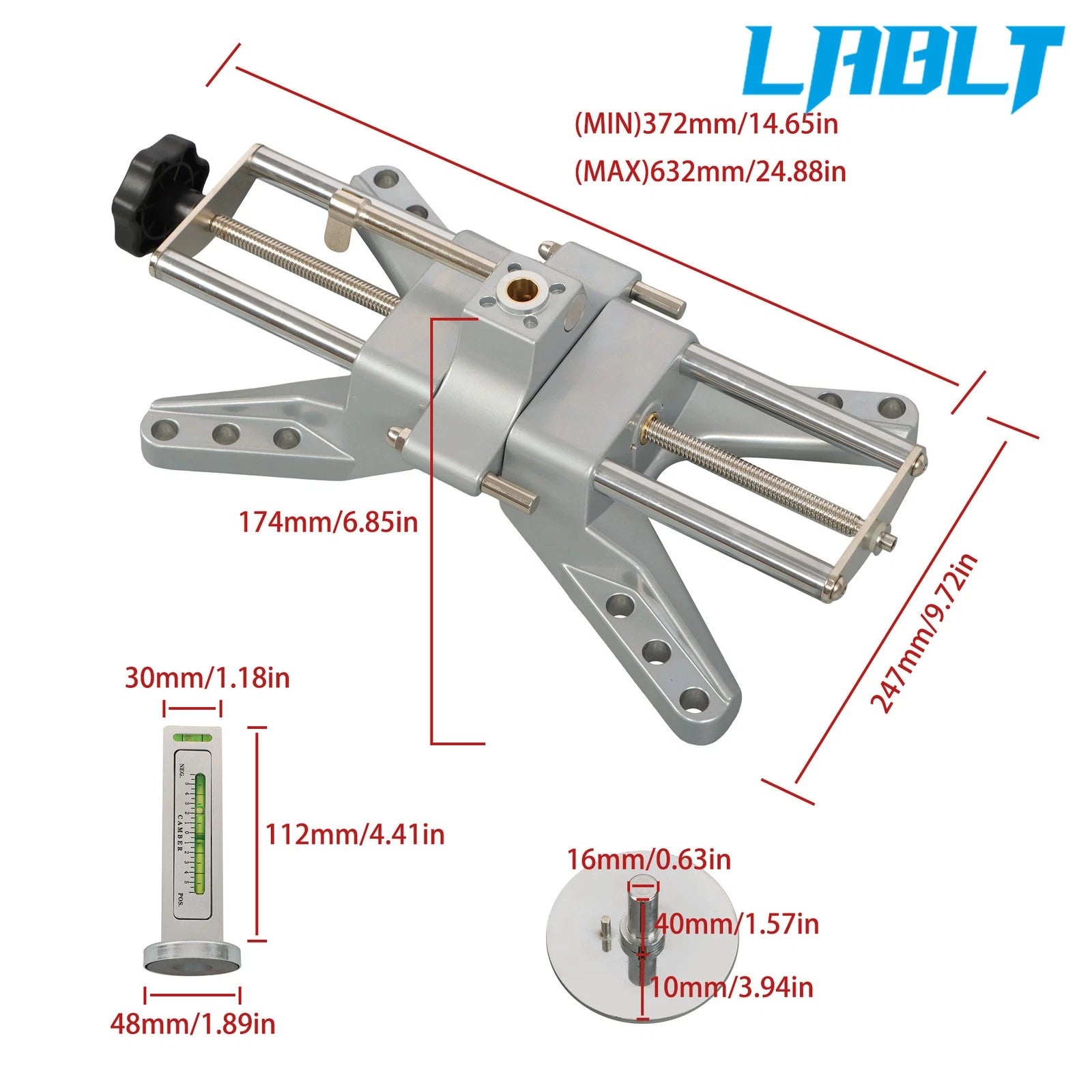 3D Wheel Alignment Tool with Clamp & Magnetic Adapter for Universal Rims (11-25")