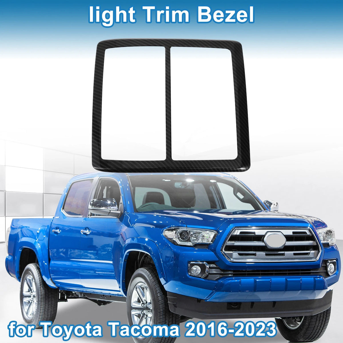 Front Row Headlight Trim Bezel for Toyota Tacoma 2016–2023 Carbon Fiber Black