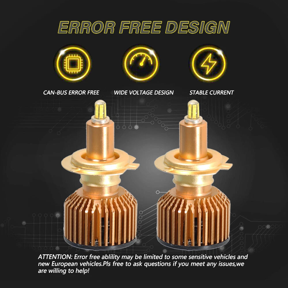 2X H7 SMD LED Headlight Bulbs 12000LM 6000K Conversion Kit