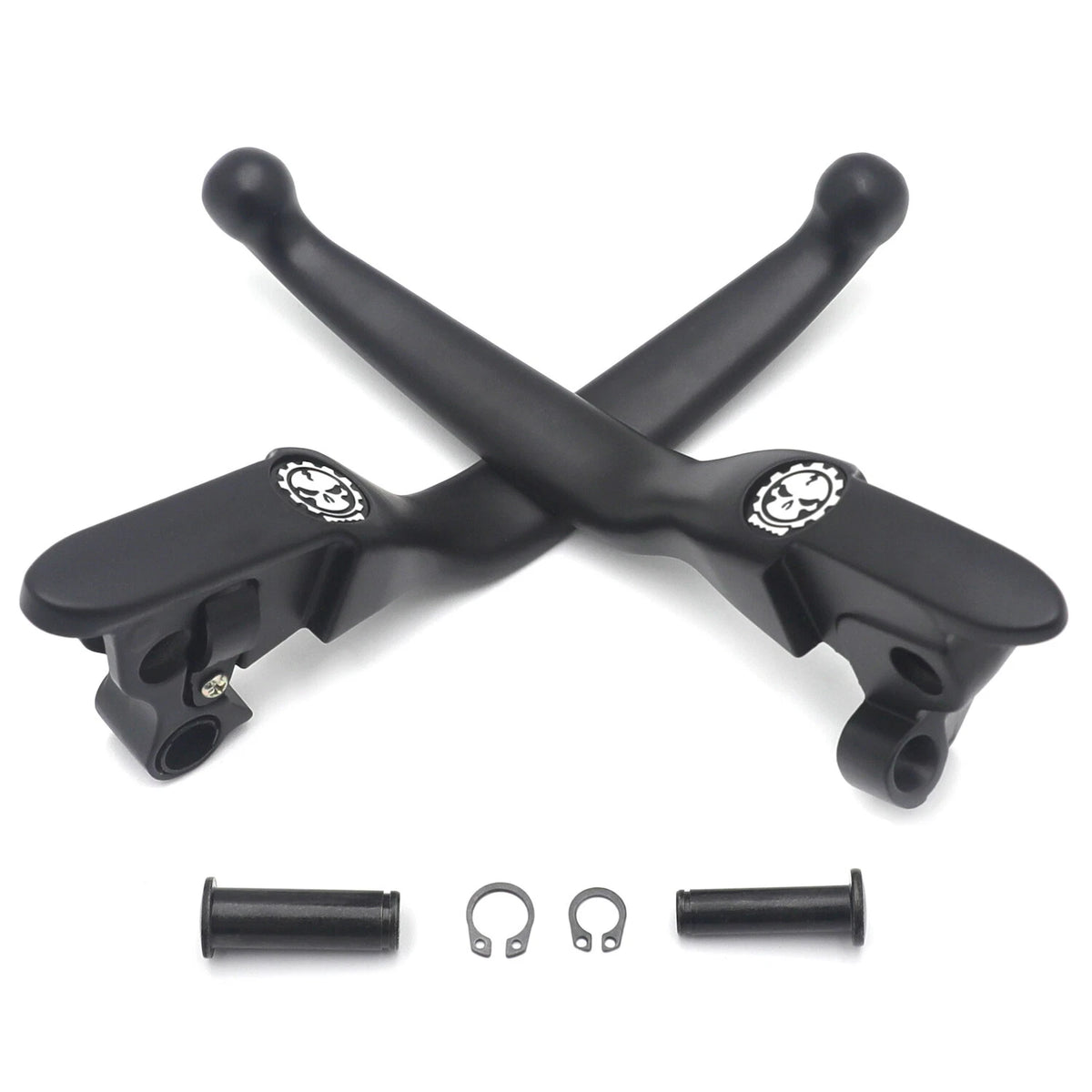 Black Skull Smooth Brake Clutch Levers for Harley Touring Trike (2008–2013)