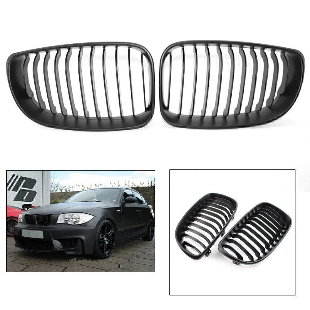 Front Kidney Grille Matte Black for BMW 1 Series E81 E82 E87 E88 (2007–2013)