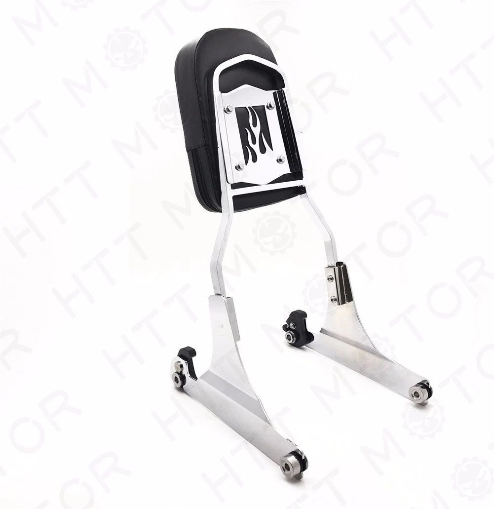 Flame Detachable Backrest Sissy Bar Chrome for Harley FXST FXSTB FXSTS (2000–Present)