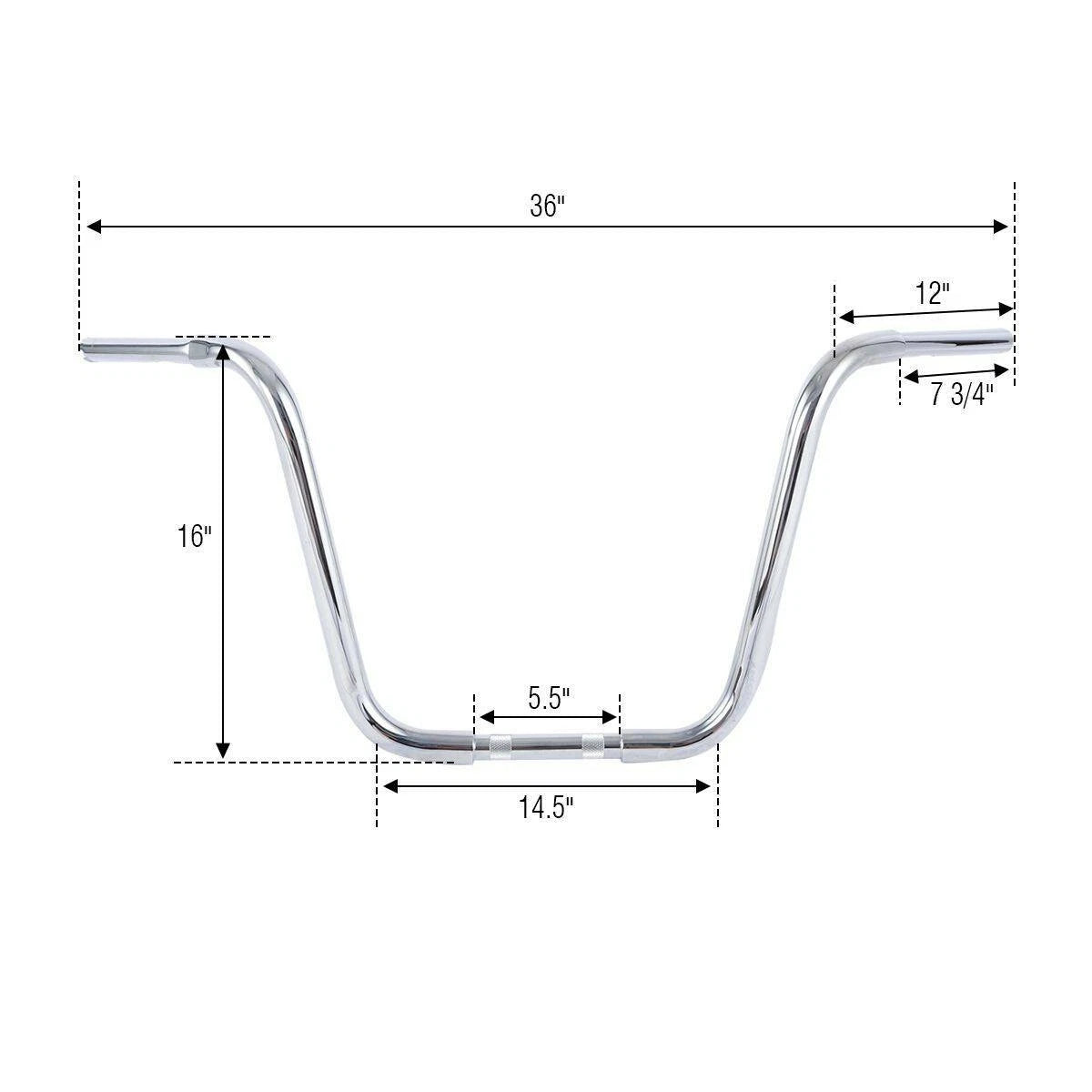 16" Rise Ape Hanger Handlebar for Harley Softail FLST (Chrome)