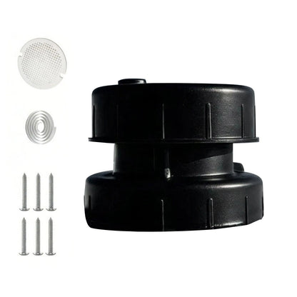 Black Aluminum Vent Cover for RV Roof Sewer Pipe (Includes Adhesive Tape & Screen)