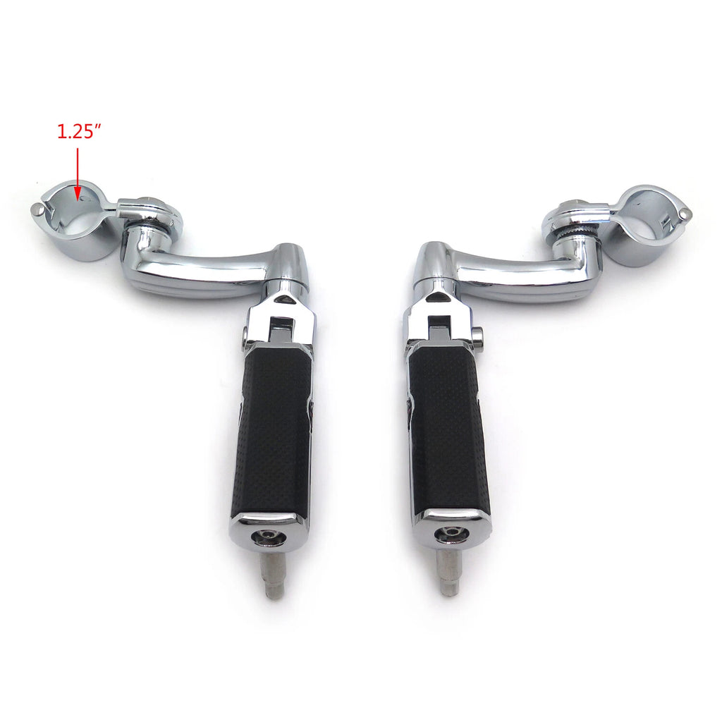 Chrome Gear Skull Arched Footpeg Mount Kit for 1.25" Engine Guard (Fits )