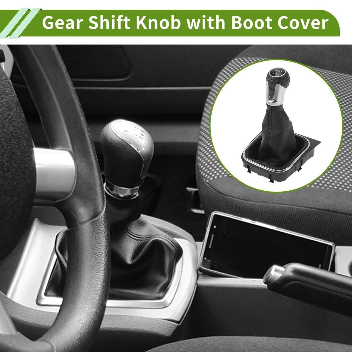 5 Speed Gear Shifter Knob with Cover for VW Golf MK5 (2004–2009)