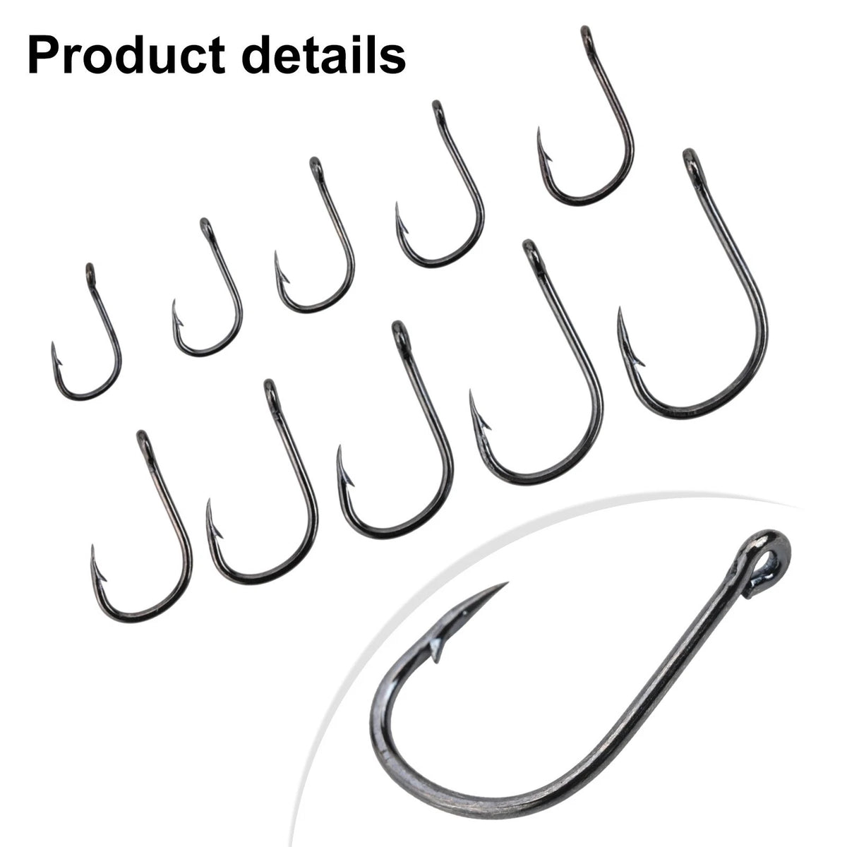 500100pcs High Carbon Steel Fishhook Set for Fishing