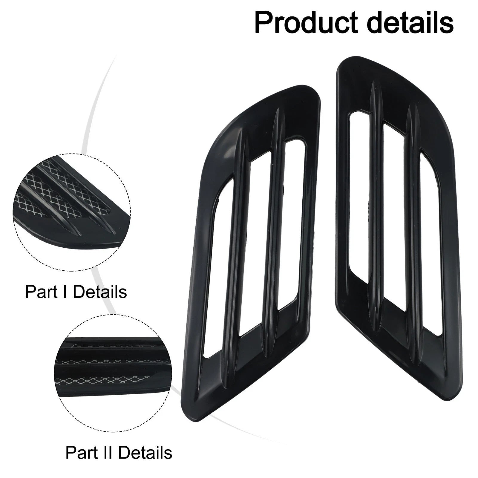 Black Car Bonnet Air Flow Intake Vent for