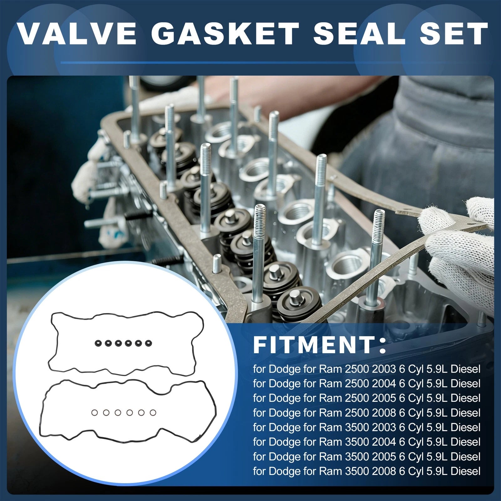 Valve Cover Gaskets Set for Dodge Ram 2500 (2003) 5086954AA