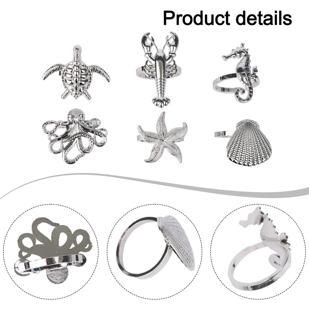 Napkin Rings with Marine Creatures for Table Decor