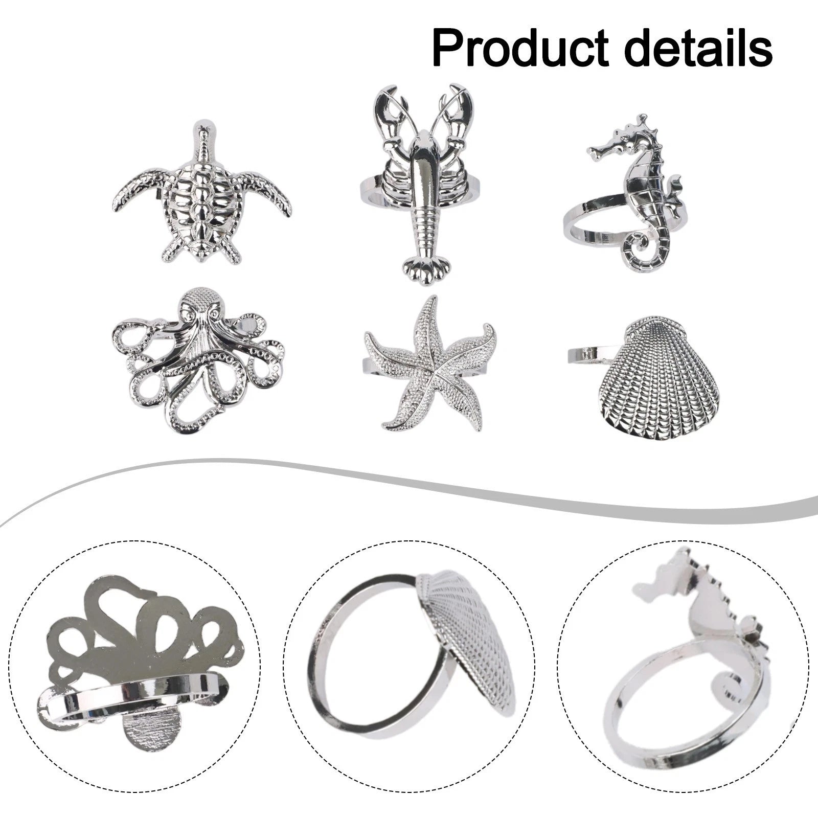 Napkin Rings with Marine Creatures for Table Decor