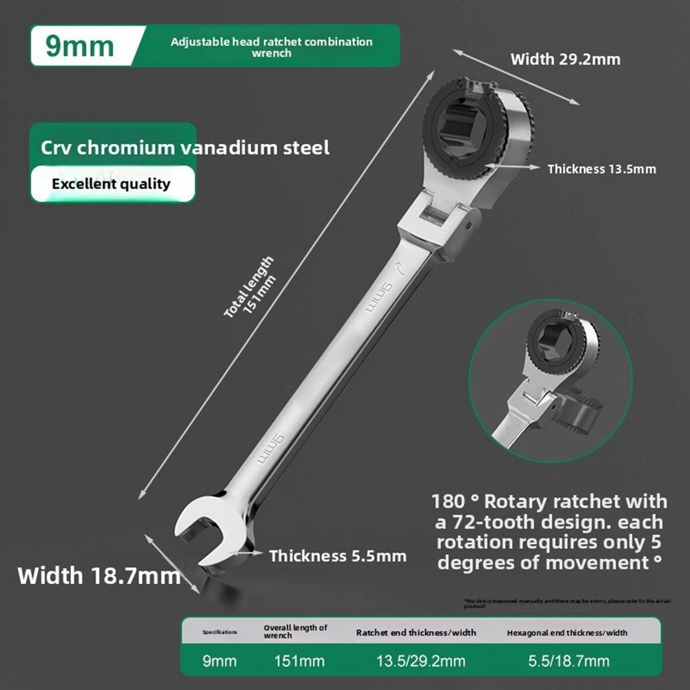 Double Sided Brake Wrench with Ratchet Mechanism for Quick Adjustments