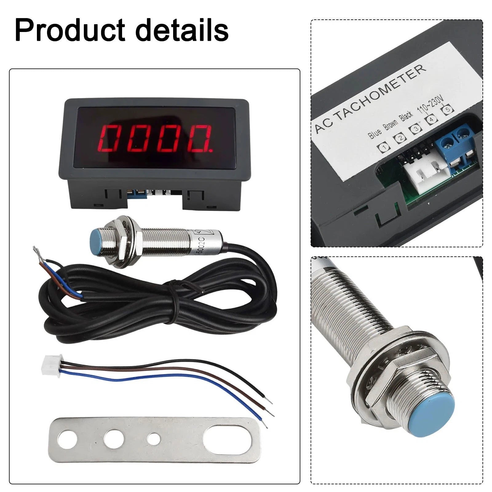 LED Tachometer with Hall Sensor for AC110230V