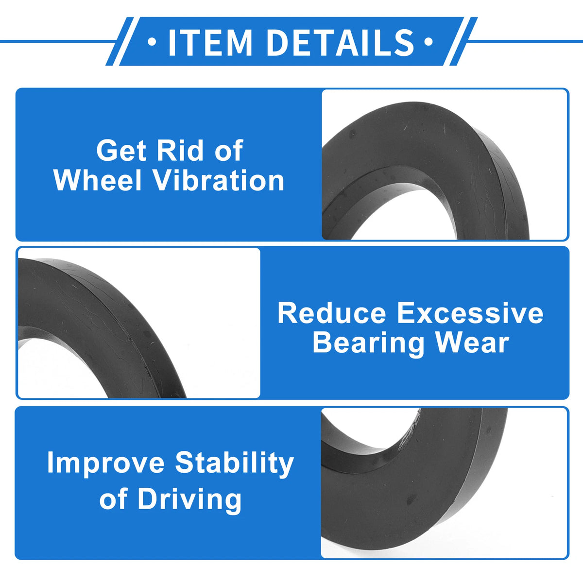 Set of 4 Wheel Hub Centric Rings for Car (93.1mm to 56.1mm) Black Polycarbonate