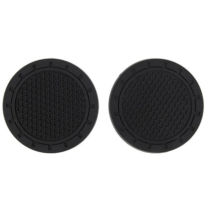 2X Black Rubber Cup Holder Pads for Auto Interior Accessories