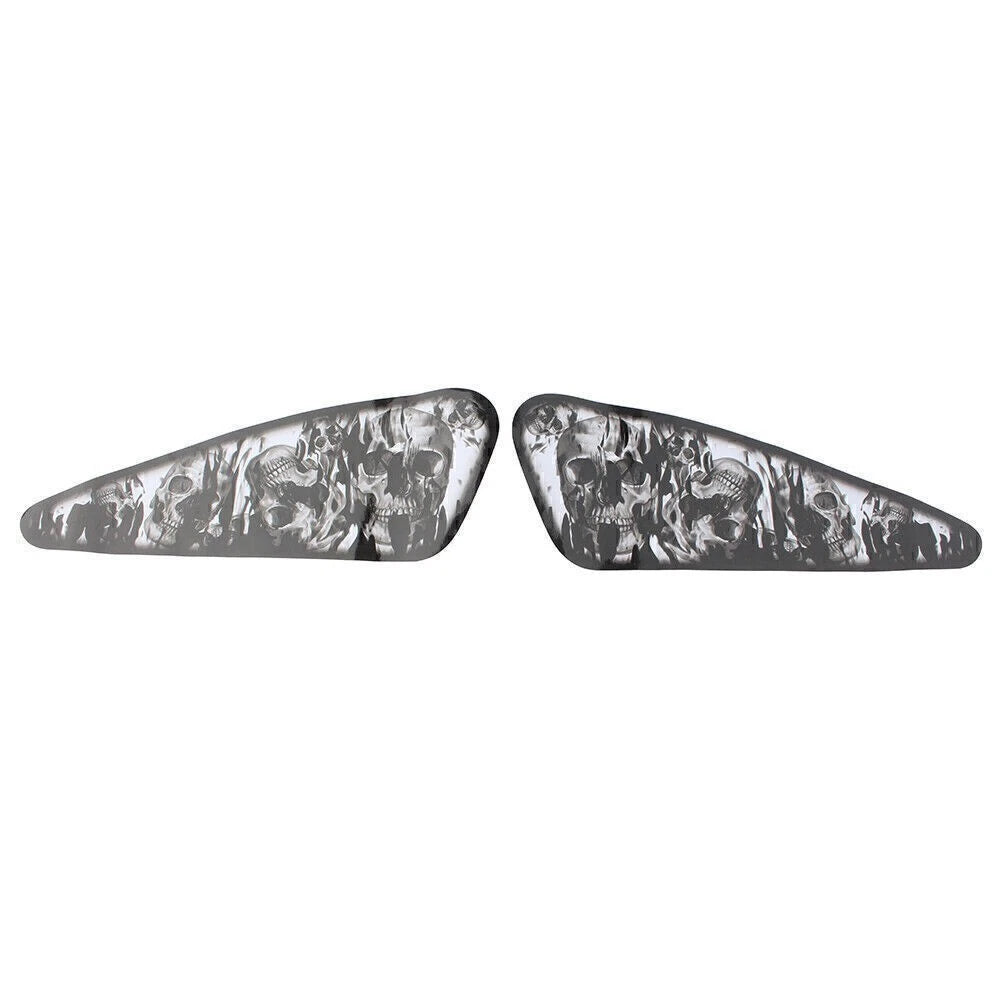 2X Black Skull Decals for Harley XL883 1200